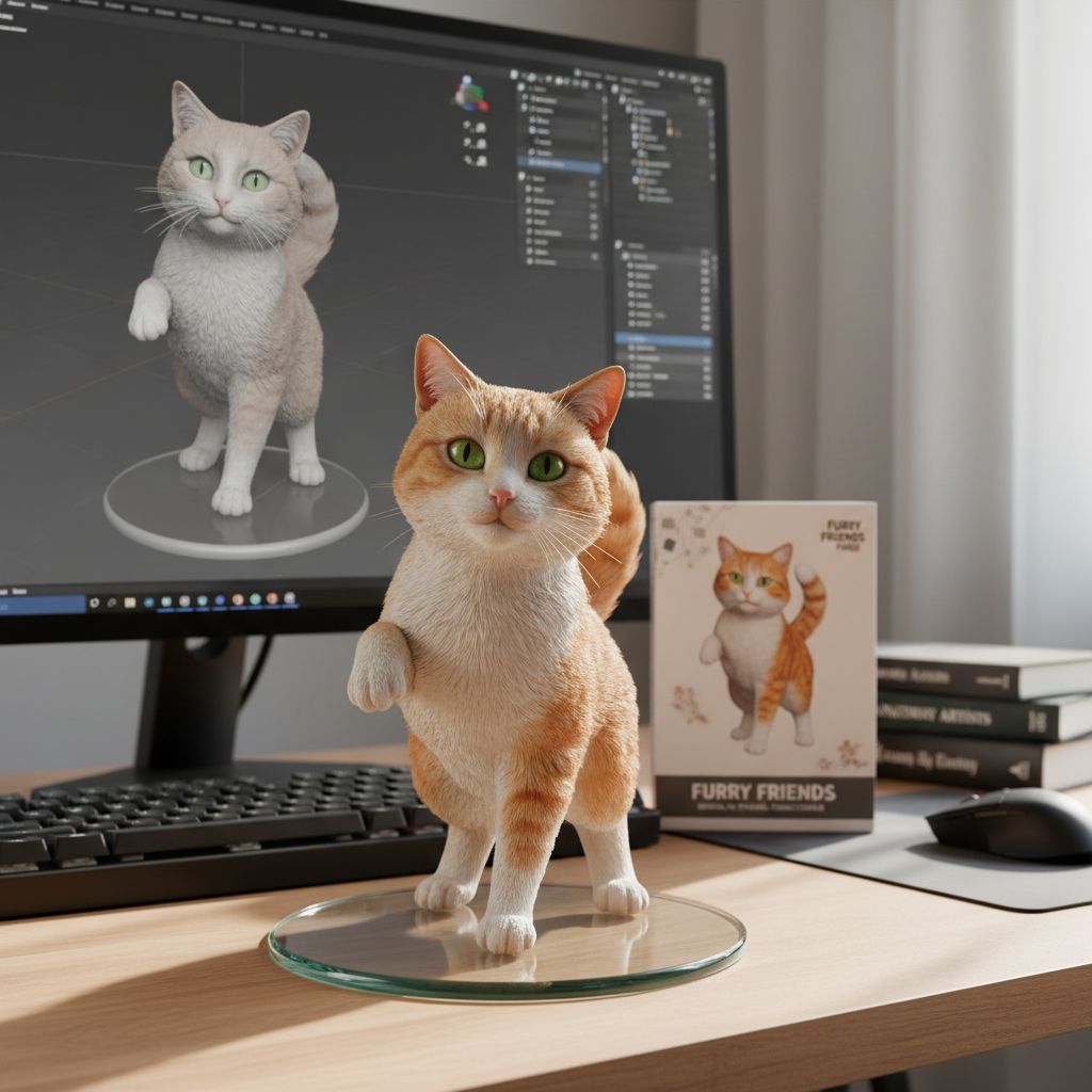 3D Rendered Collectible Figurine of My Cat